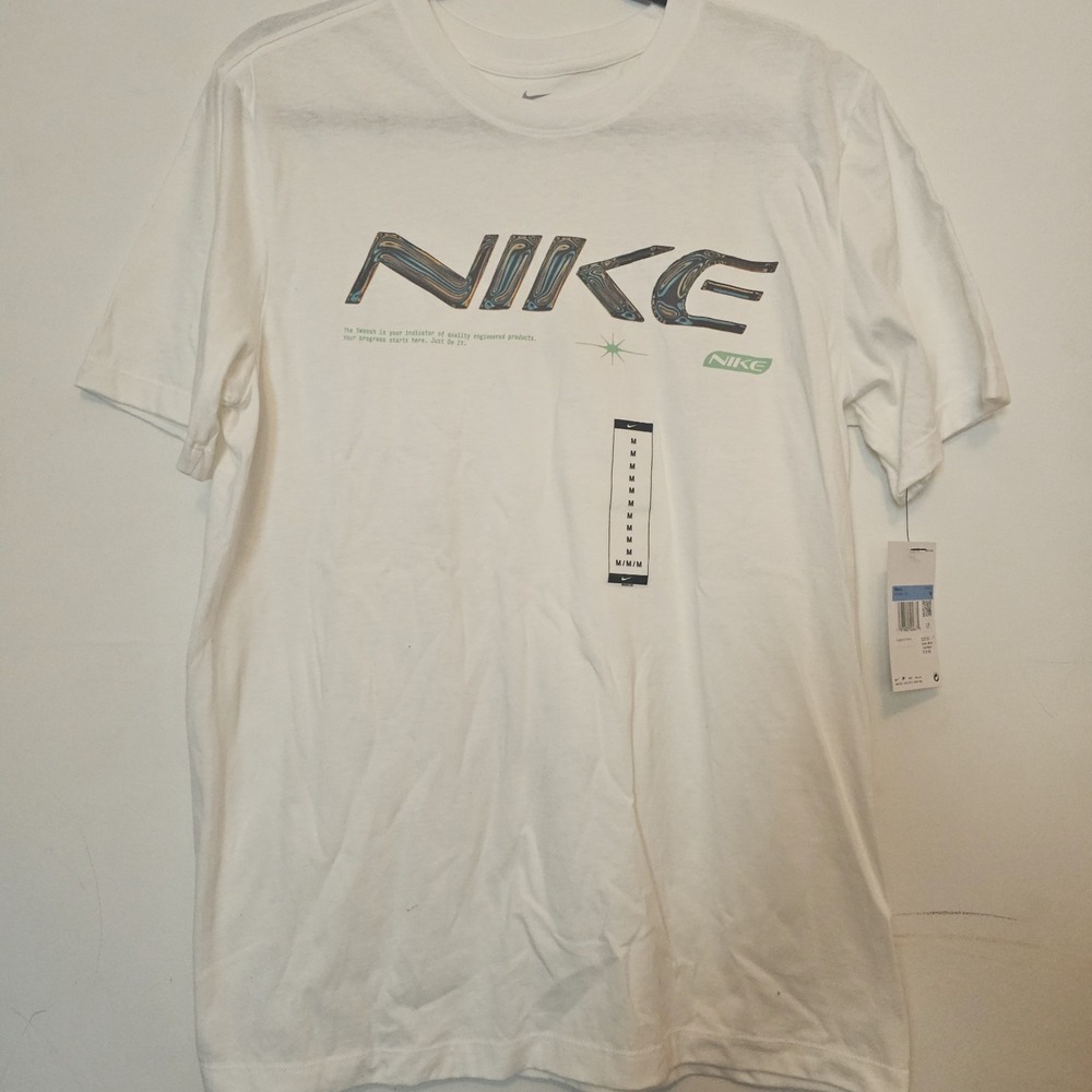 NEW with Tags Men's The Nike Tee Medium White Big Swoosh‎ Athletic